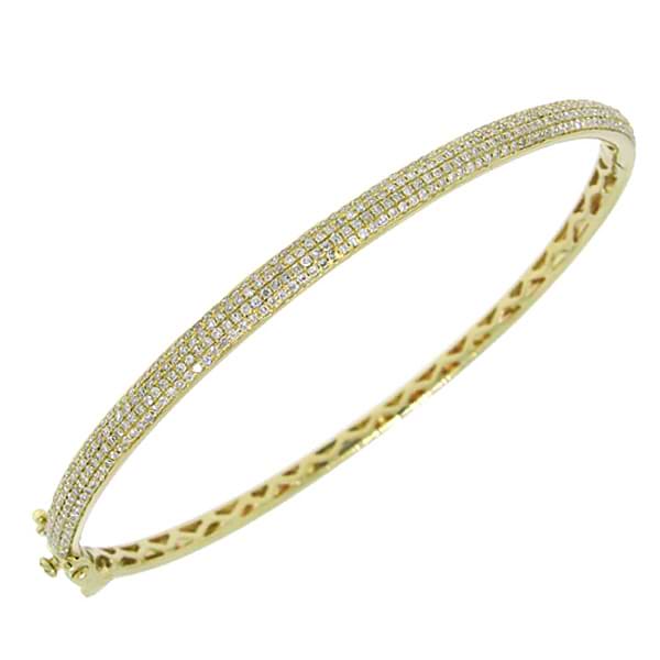 0.85ct 14k Yellow Gold Diamond Pave Bangle Bracelet