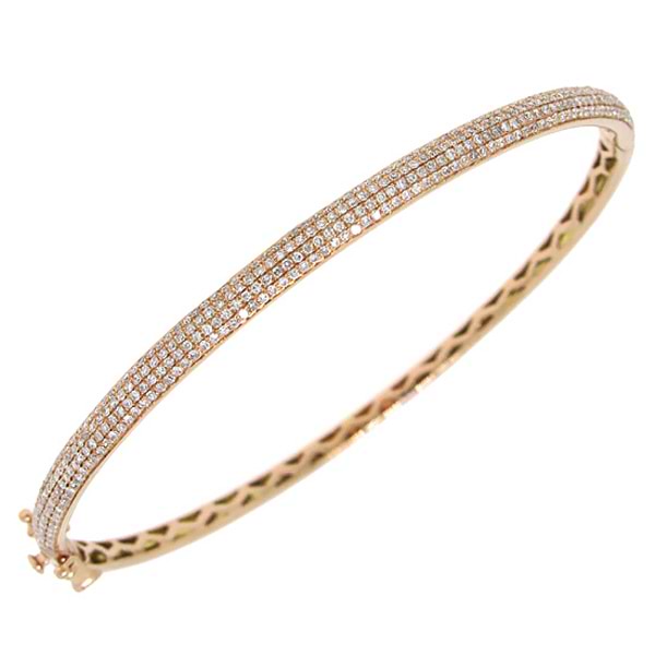 0.85ct 14k Rose Gold Diamond Pave Bangle Bracelet