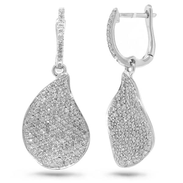 0.83ct 14k White Gold Diamond Pave Earrings