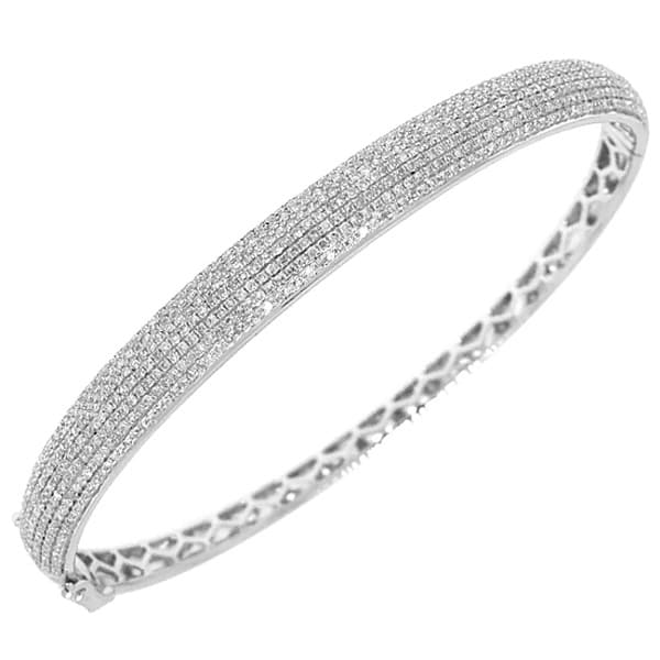 1.54ct 14k White Gold Diamond Pave Bangle Bracelet