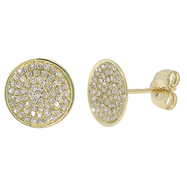 0.31ct 14k Yellow Gold Diamond Pave Stud Earrings