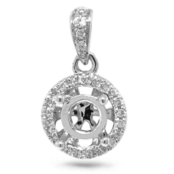 0.07ct 14k White Gold Diamond Semi-mount Pendant Necklace