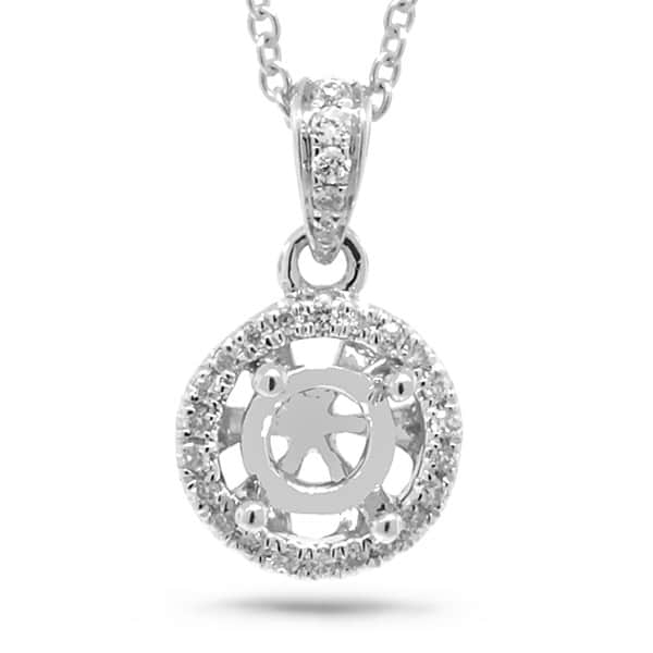 0.07ct 14k White Gold Diamond Semi-mount Pendant Necklace