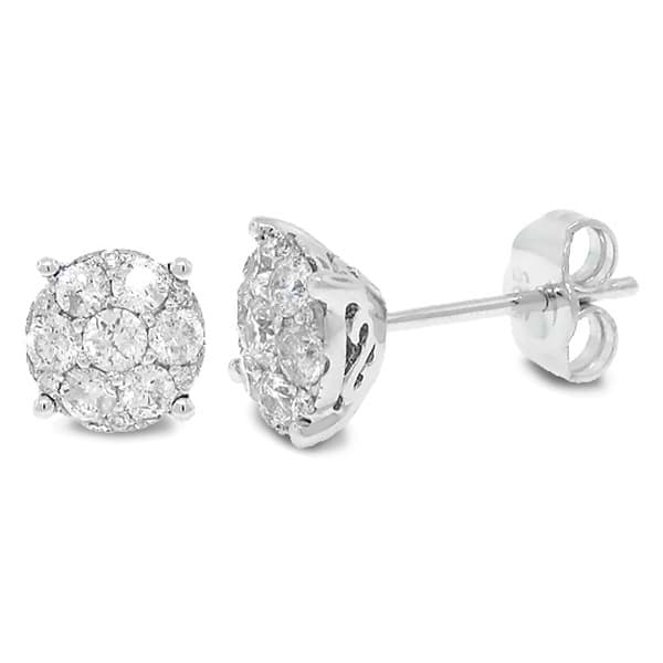 0.67ct 14k White Gold Diamond Cluster Stud Earrings