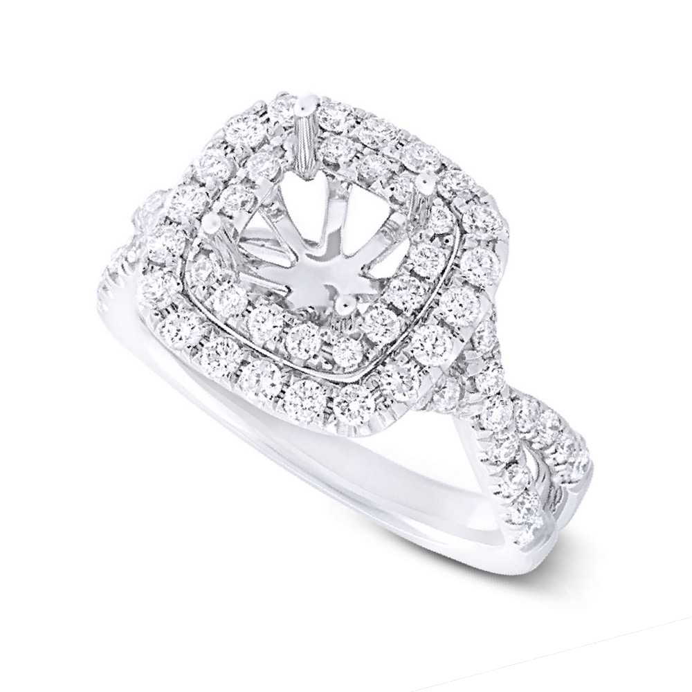 0.92ct 14k White Gold Diamond Semi-mount Ring