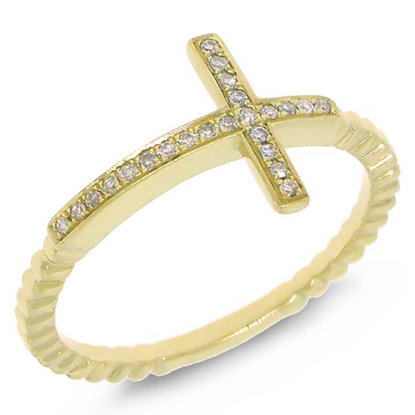 0.08ct 14k Yellow Gold Diamond Cross Ring