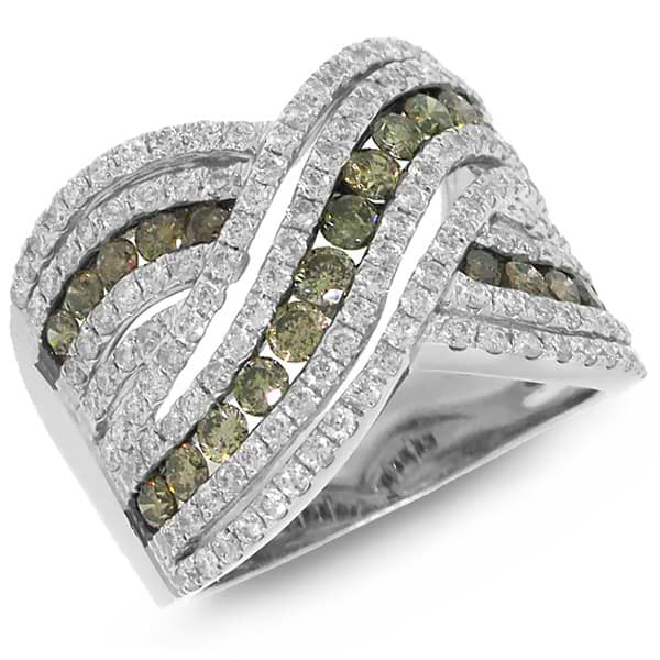 2.00ct 14k White Gold White & Champagne Diamond Lady's Ring