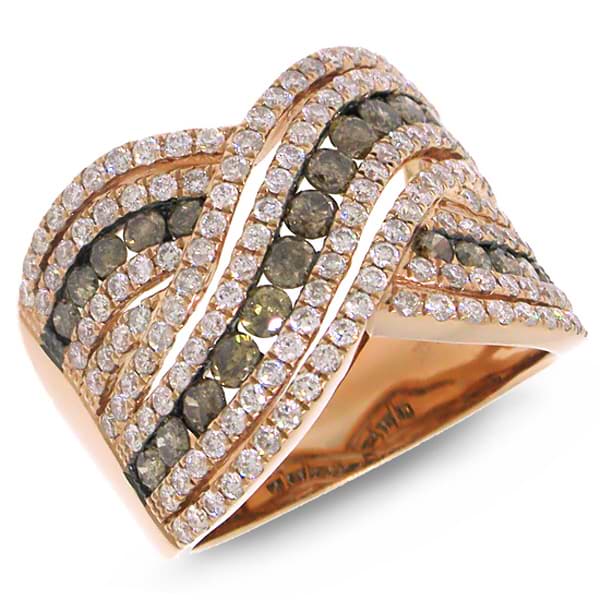 2.00ct 14k Rose Gold White & Champagne Diamond Lady's Ring