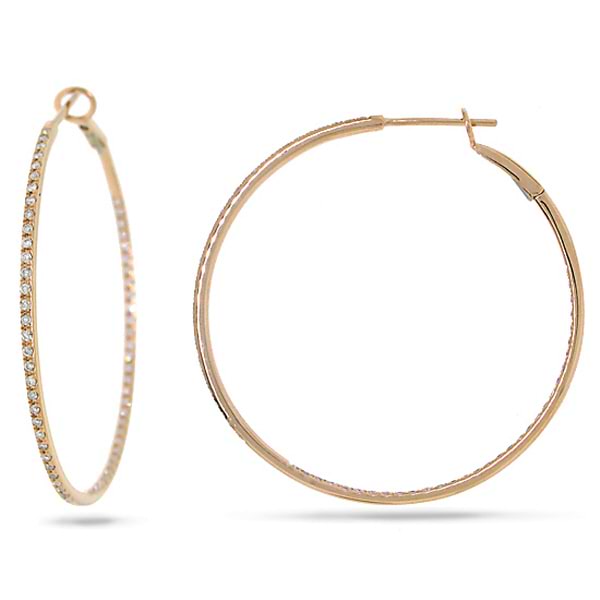 0.69ct 14k Rose Gold Diamond Hoop Earrings
