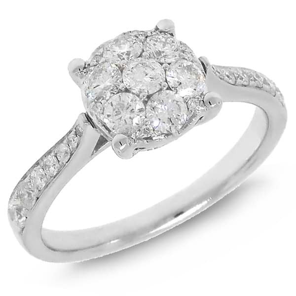 0.80ct 14k White Gold Diamond Cluster Lady's Ring