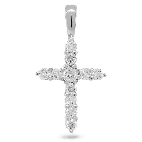 0.45ct 14k White Gold Diamond Cross Pendant Necklace