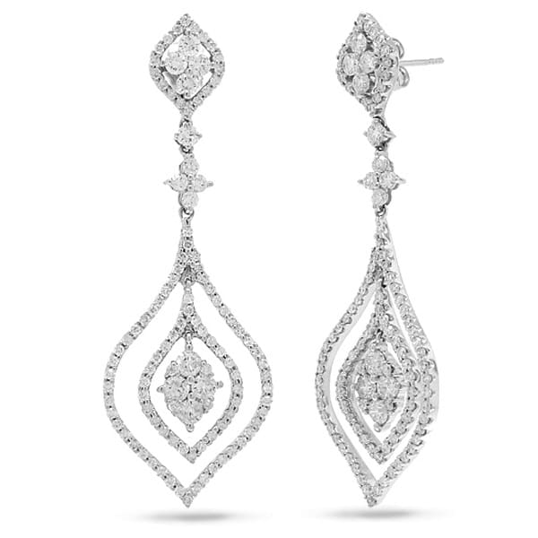 3.38ct 14k White Gold Diamond Earrings