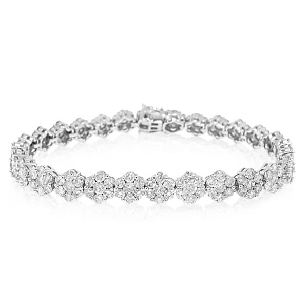 9.14ct 14k White Gold Diamond Lady's Cluster Bracelet