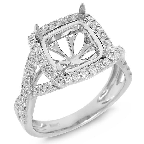 0.53ct 14k White Gold Diamond Semi-mount Ring