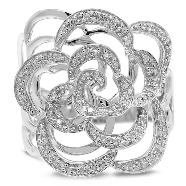 0.23ct 14k White Gold Diamond Flower Ring