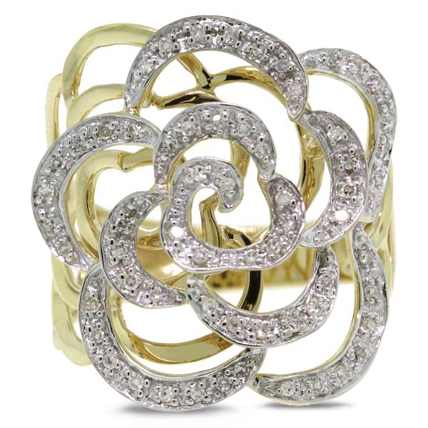 0.23ct 14k Two-tone Gold Diamond Flower Ring