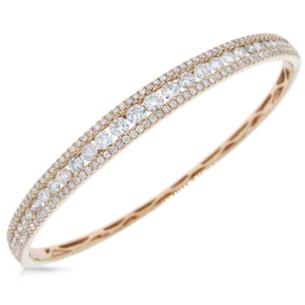 3.15ct 14k Rose Gold Diamond Bangle Bracelet