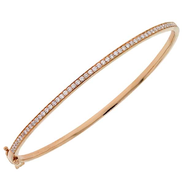 0.59ct 14k Rose Gold Diamond Bangle Bracelet
