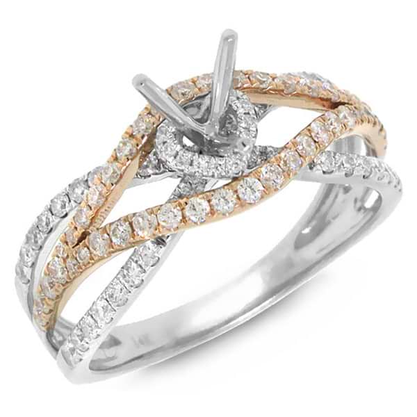 0.68ct 14k Two-tone Rose Gold Diamond Semi-mount Ring