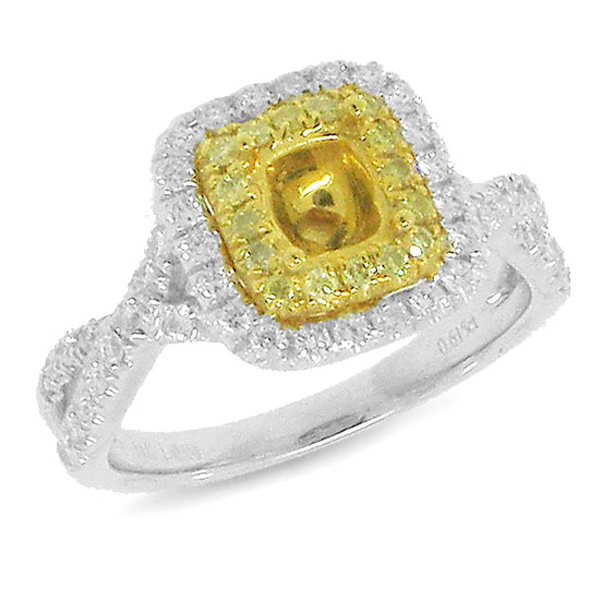 0.61ct 14k Two-tone Gold Diamond Semi-mount Ring