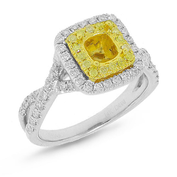 0.61ct 14k Two-tone Gold Diamond Semi-mount Ring