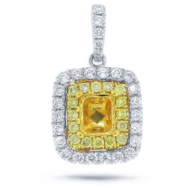 0.35ct 14k Two-tone Gold Diamond Semi-mount Pendant Necklace