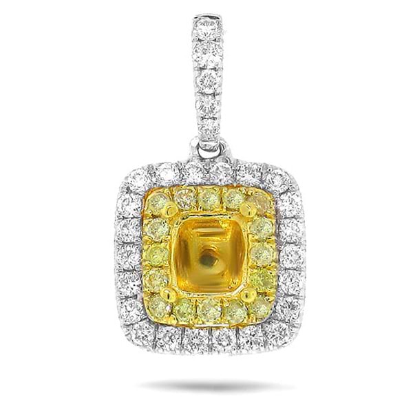 0.36ct 14k Two-tone Gold Diamond Semi-mount Pendant Necklace