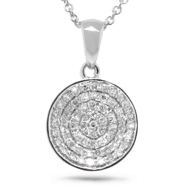 0.17ct 14k White Gold Diamond Pave Pendant Necklace