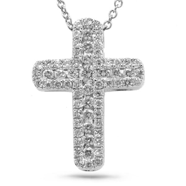 0.48ct 14k White Gold Diamond Cross Pendant Necklace
