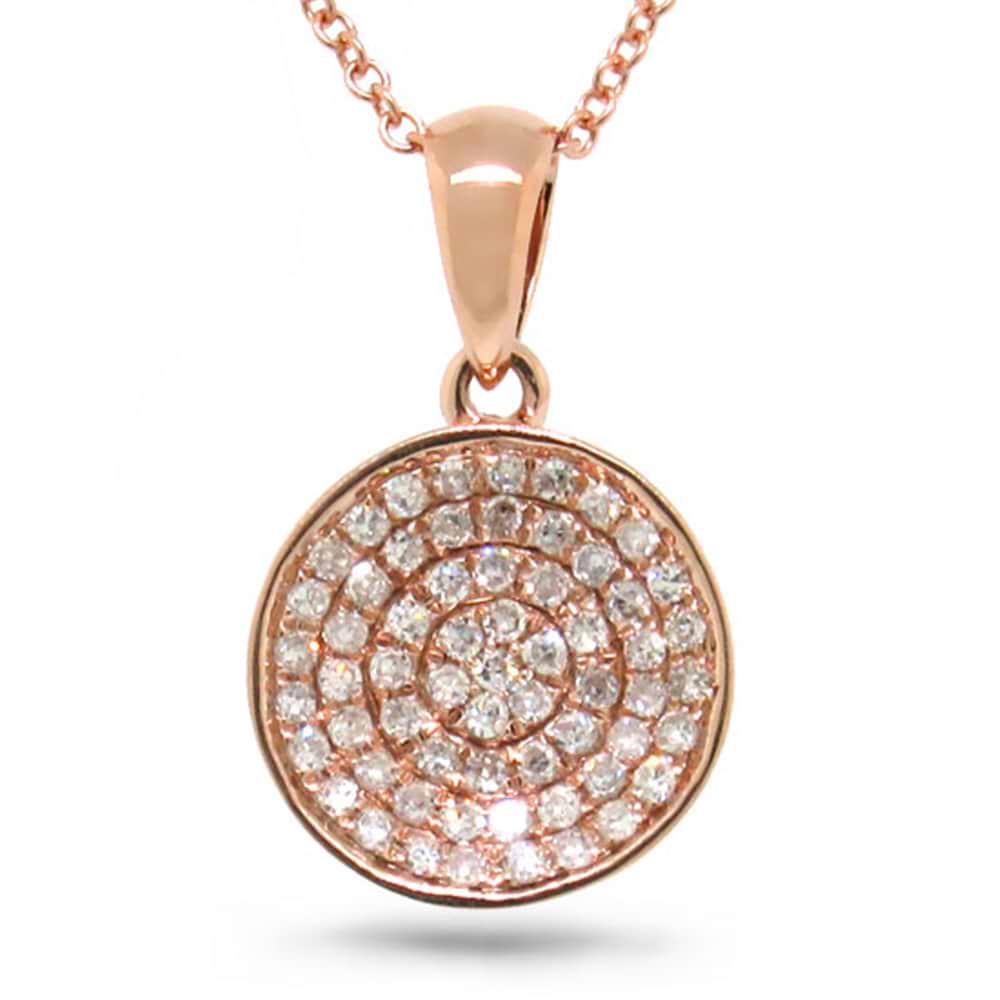 0.17ct 18k Rose Gold Diamond Pave Pendant Necklace