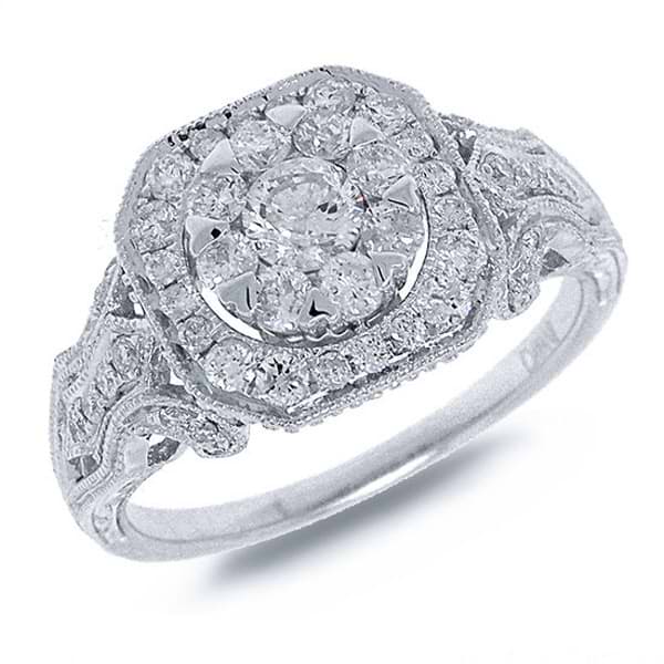 0.89ct 18k White Gold Diamond Lady's Ring