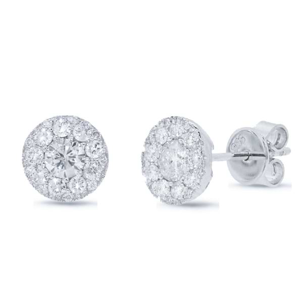 0.33ct Round Brilliant Center And 0.34ct Side 14k White Gold Diamond Stud Earrings