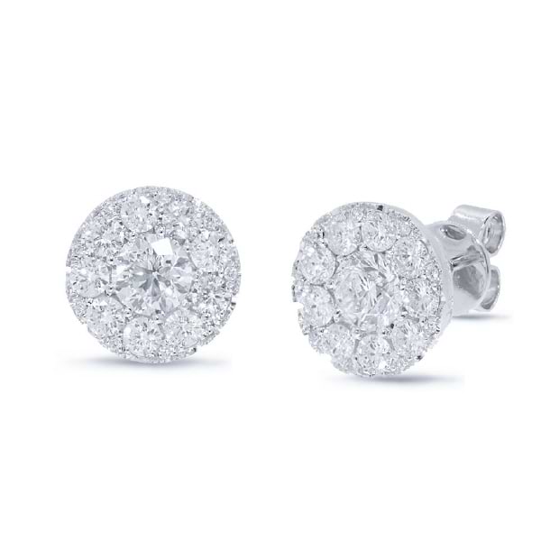 0.82ct Round Brilliant Center And 0.85ct Side 14k White Gold Diamond Stud Earrings
