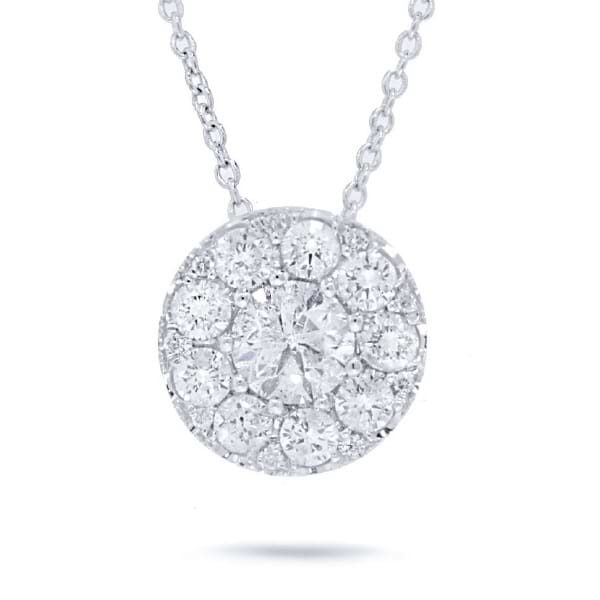0.82ct 14k White Gold Round Brilliant Diamond Pendant Necklace