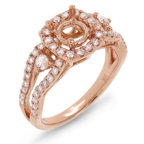 0.70ct 18k Rose Gold Diamond Semi-mount Ring