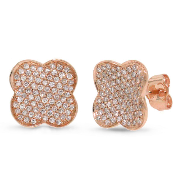 0.53ct 14k Rose Gold Diamond Pave Clover Earrings