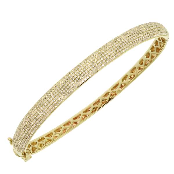 1.54ct 14k Yellow Gold Diamond Pave Bangle Bracelet