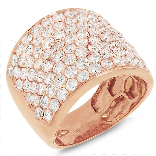 3.75ct 14k Rose Gold Diamond Pave Lady's Ring