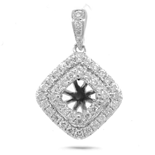 0.25ct 14k White Gold Diamond Semi-mount Pendant Necklace