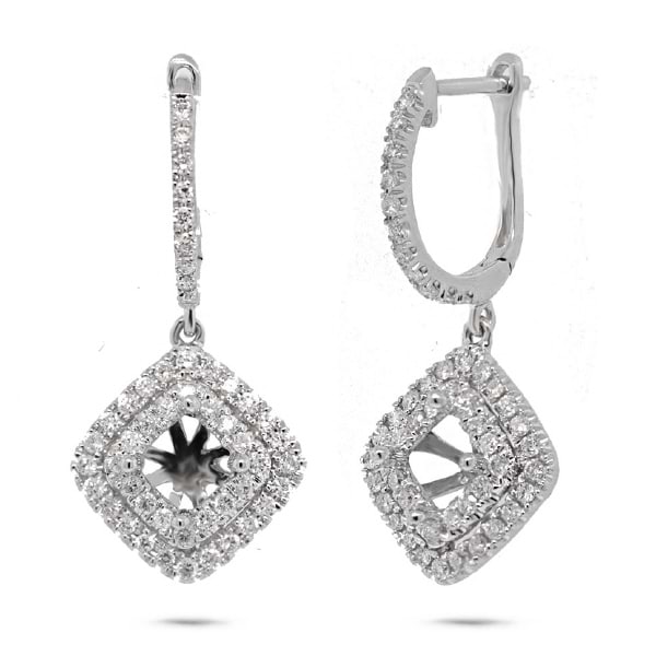 0.55ct 14k White Gold Diamond Semi-mount Earrings