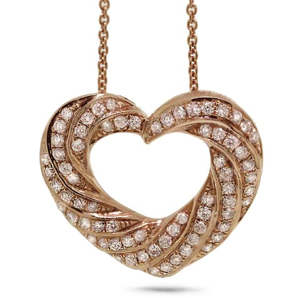 0.38ct 14k Rose Gold Diamond Heart Pendant Necklace