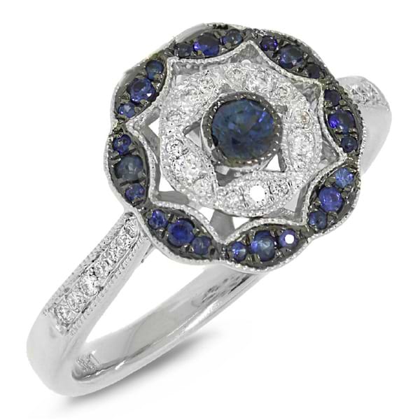 0.12ct Diamond & 0.27ct Blue Sapphire 14k White Gold Ring