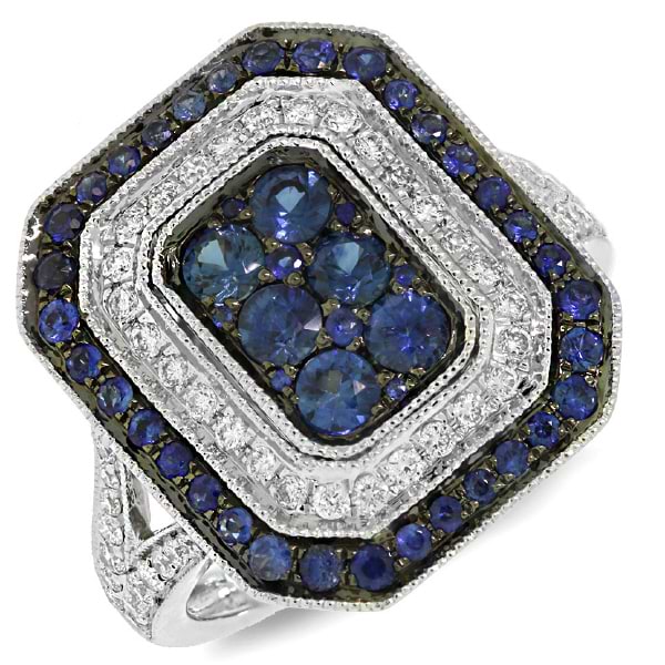 0.41ct Diamond & 1.08ct Blue Sapphire 14k White Gold Ring