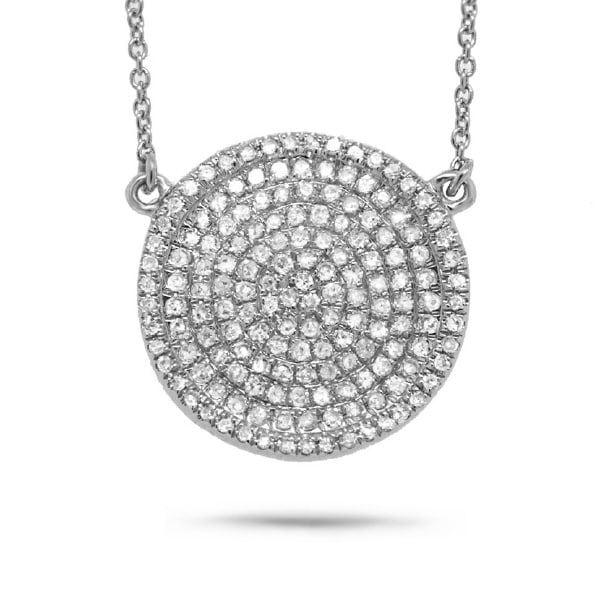 0.47ct 14k White Gold Diamond Pave Circle Necklace
