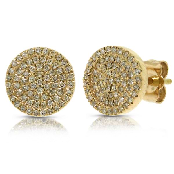 0.31ct 14k Yellow Gold Diamond Pave Circle Earrings