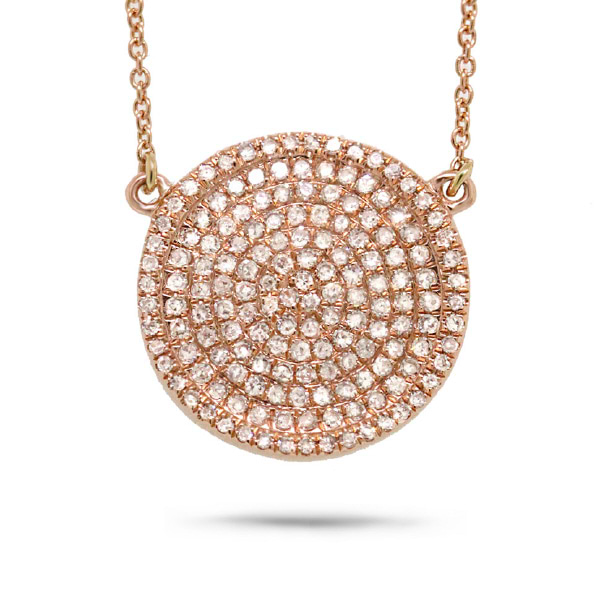 0.47ct 14k Rose Gold Diamond Pave Circle Necklace