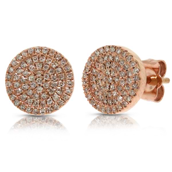 0.31ct 14k Rose Gold Diamond Pave Circle Earrings