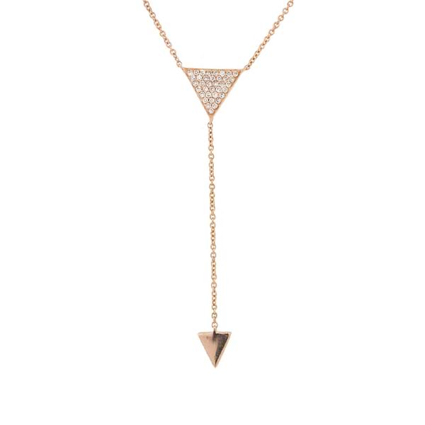 0.10ct 14k Rose Gold Diamond Pave Triangle Lariat Necklace
