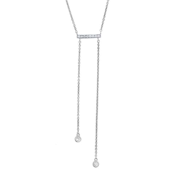 0.15ct 14k White Gold Diamond Bar Lariat Necklace