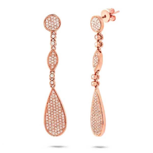 0.60ct 14k Rose Gold Diamond Pave Earrings